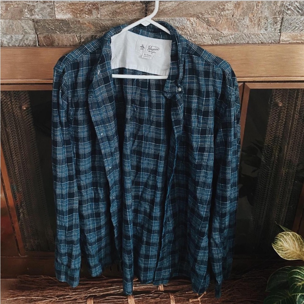 Original Penguin Blue Plaid Men's Shirt